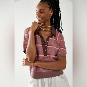 NWOT Free People We The Free Sun's Out Polo In Color Rose
